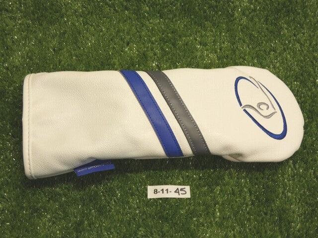 Global Golf Leather Fairway Wood Headcover White/Grey/Blue New