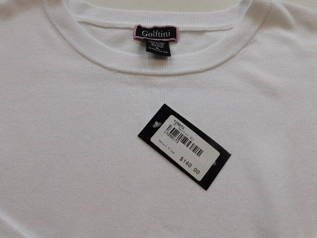 Golftini Womens Ladies Relaxed Crew Neck Sweater White Large $140 NWT