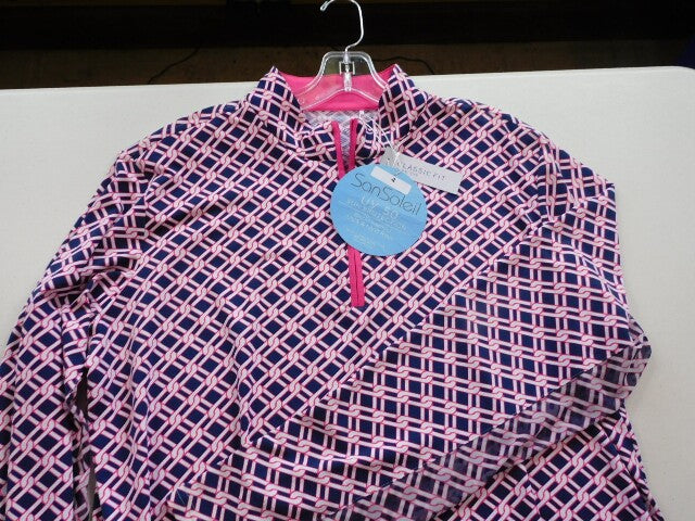 SanSoleil Womens Ladies All Over Print Long Sleeve UVP 1/4 Zip Top XXL $85 NWT