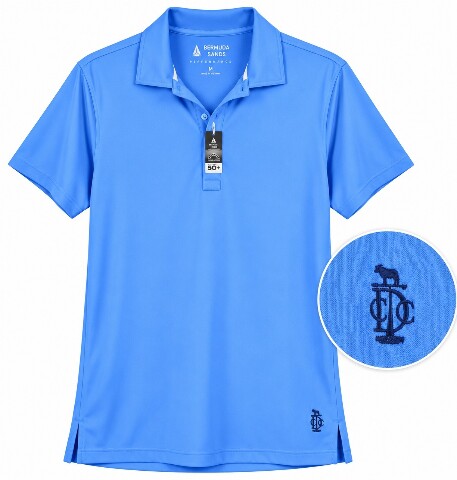Bermuda Sands Ladies Medium Blue UPF 50 Golf Top Polo Shirt $60 Retail NWT