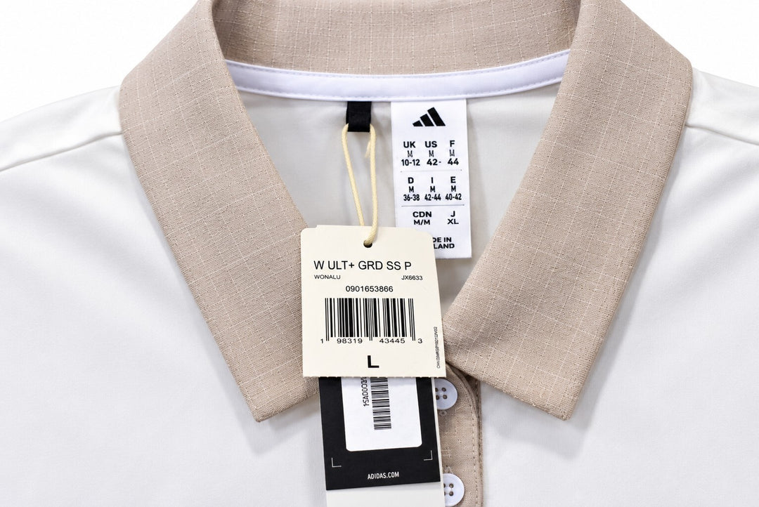 Adidas Ladies Large White Ultimate365+ Butterspun Grid Polo Shirt $90 Retail NWT