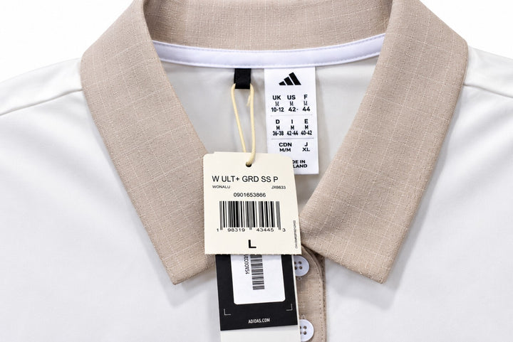Adidas Ladies Large White Ultimate365+ Butterspun Grid Polo Shirt $90 Retail NWT