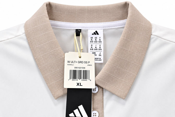 Adidas Ladies XL White Ultimate365+ Butterspun Grid Polo Shirt $90 Retail NWT