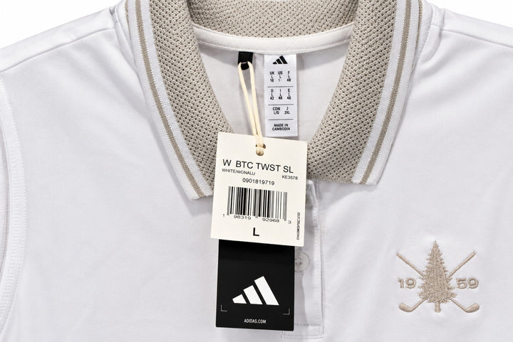 Adidas Ladies LG White Beyond The Course Twistknit Sleeveless Polo Shirt $90 NWT
