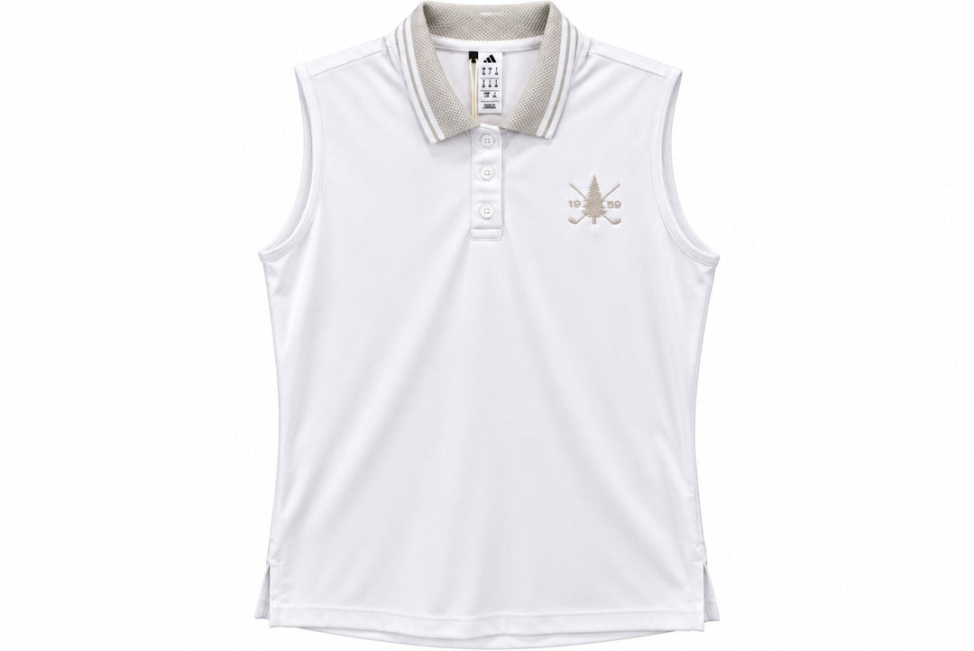 Adidas Ladies LG White Beyond The Course Twistknit Sleeveless Polo Shirt $90 NWT