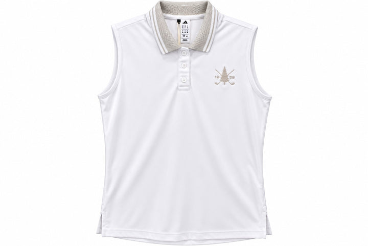 Adidas Ladies LG White Beyond The Course Twistknit Sleeveless Polo Shirt $90 NWT