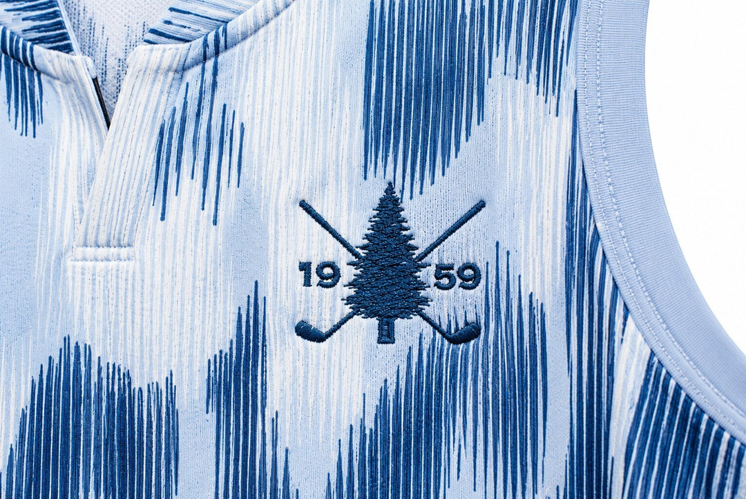 Adidas Ladies Medium Blue ULTIMATE365 Tour Printed Sleeveless Polo Shirt $90 NWT