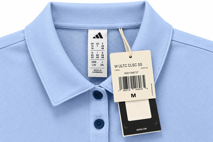 Adidas Ladies Medium Crysal Sky ULTIMATE365 textured Polo Shirt $90 Retail NWT