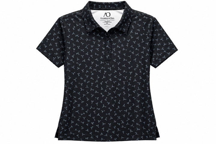 Anderson Ord Ladies Large Black Martini Polo Shirt Golf Top $95 Retail NWT