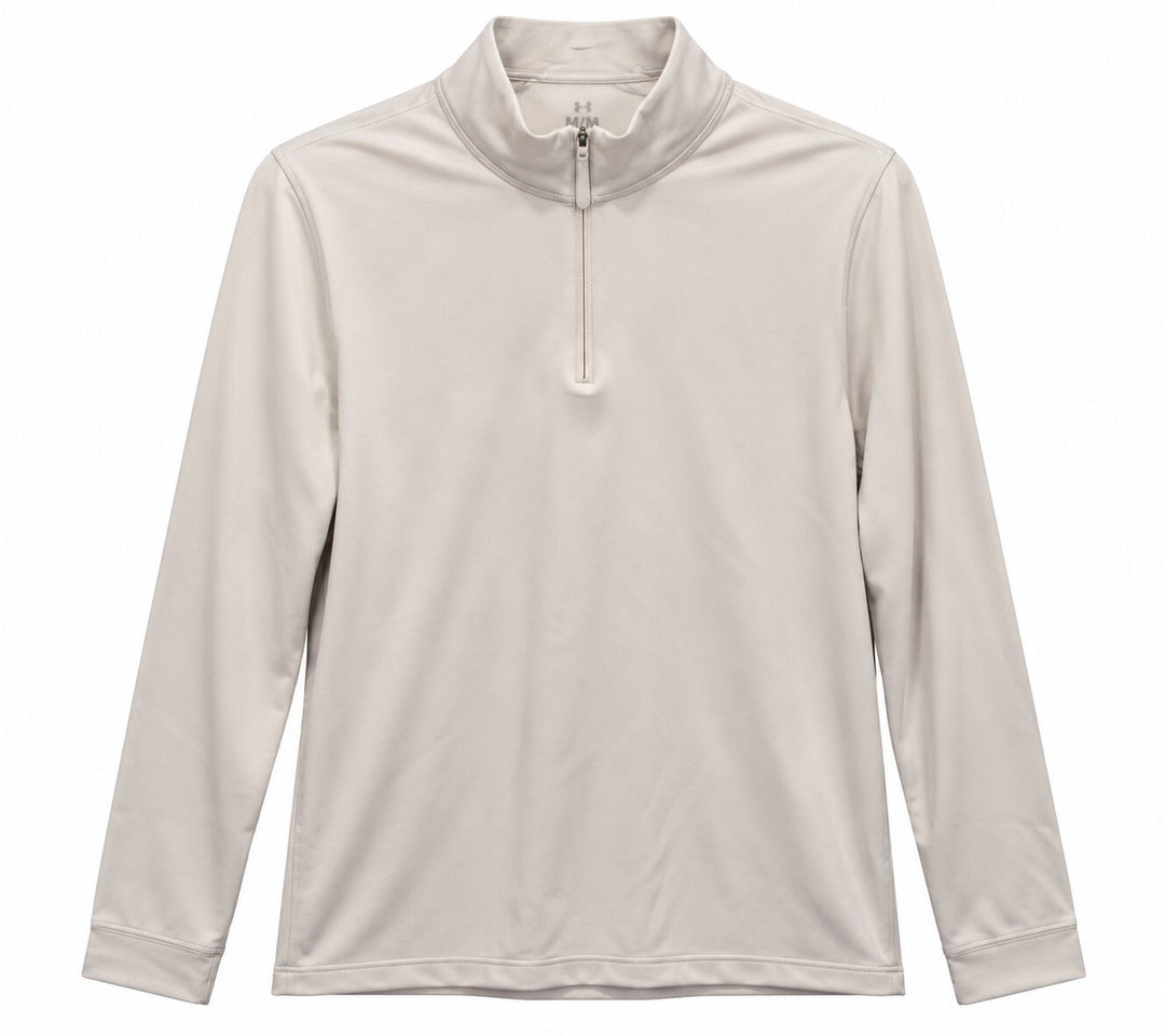 Under Armour Ladies Medium Beige Tonal UPF 30 Zip Neck Golf Shirt $80 Retail NWT
