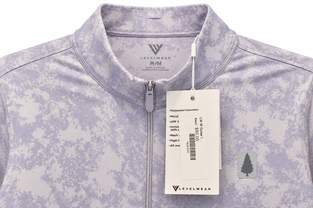 Levelwear Ladies Large Lavender Whisper Sun Zip Neck Golf Shirt $80 Retail NWT