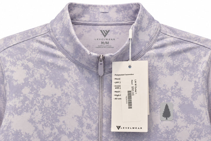 Levelwear Ladies Large Lavender Whisper Sun Zip Neck Golf Shirt $80 Retail NWT