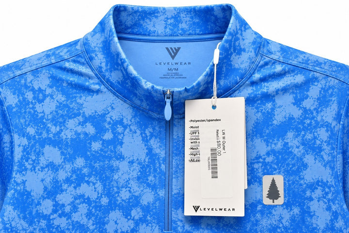 Levelwear Ladies Small Alaska Blue Whisper Sun ZipNeck Golf Shirt $80 Retail NWT