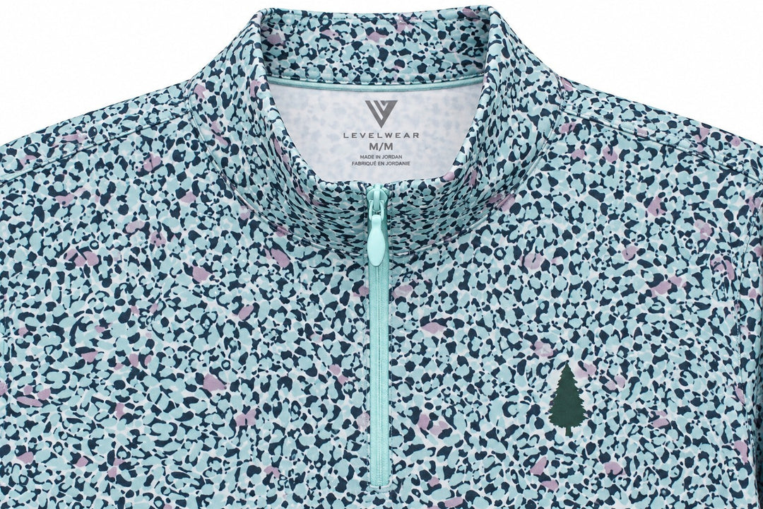 Levelwear Ladies Small Aqua Navy Terra Sun Zip Neck Golf Shirt $90 Retail NWT