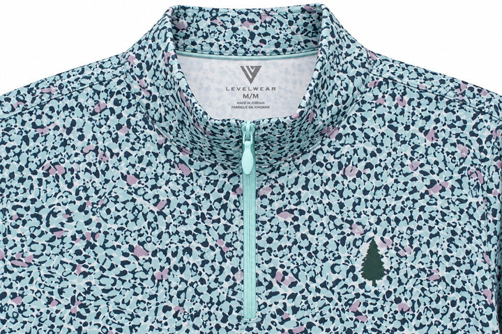 Levelwear Ladies Small Aqua Navy Terra Sun Zip Neck Golf Shirt $90 Retail NWT
