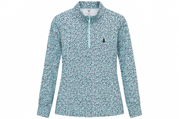 Levelwear Ladies Small Aqua Navy Terra Sun Zip Neck Golf Shirt $90 Retail NWT