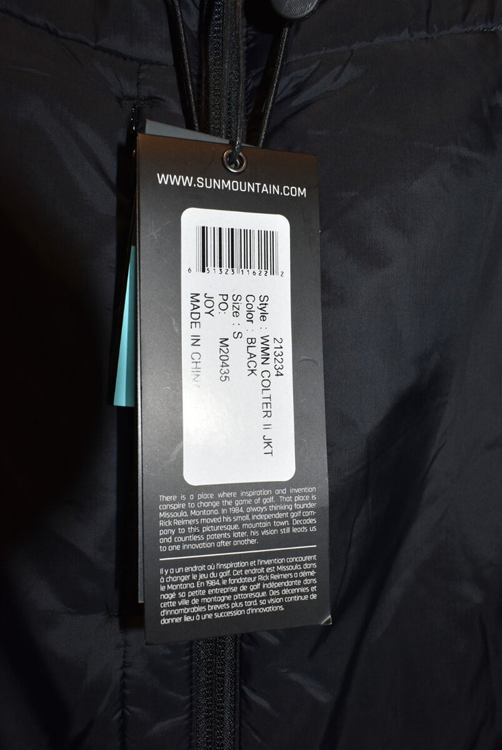 Sun Mountain Ladies Small Black Colter II Full Zip Hooded Jacket $150 Retail NWT