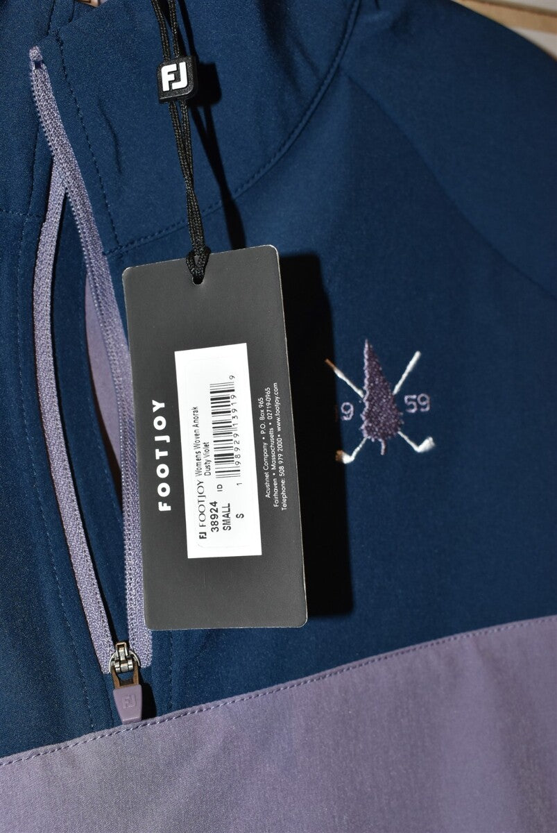 FootJoy Ladies Small Navy Dusty Violet Woven Anorak Quarter Zip $130 Retail NWT