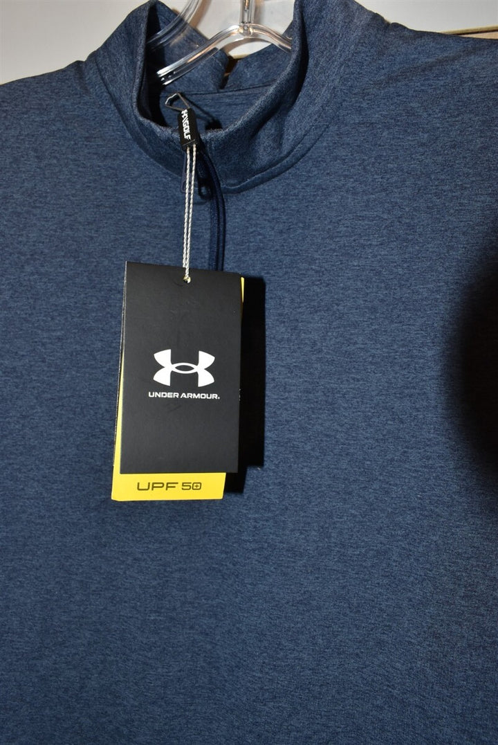 Under Armour Ladies Small Navy Blue Long Sleeve Quarter Zip $80 Retail NWT