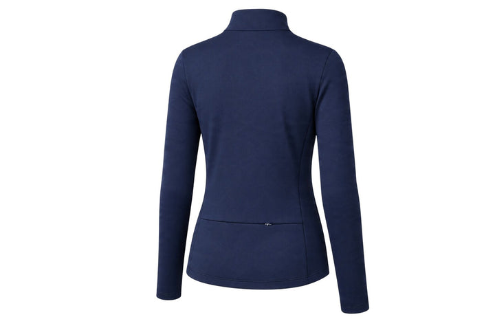 Levelwear Ladies Large Navy Marine Blue Knox Zip Neck Golf Shirt $100 Retail NWT