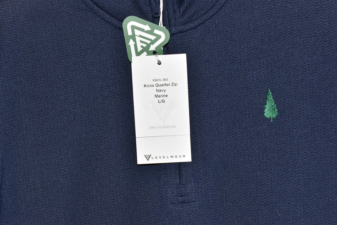 Levelwear Ladies Large Navy Marine Blue Knox Zip Neck Golf Shirt $100 Retail NWT