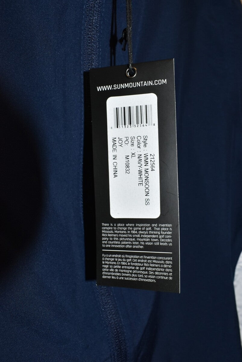 Sun Mountain Ladies X-Large Navy White Monsoon Zip SS Rain Jacket $90 Retail NWT