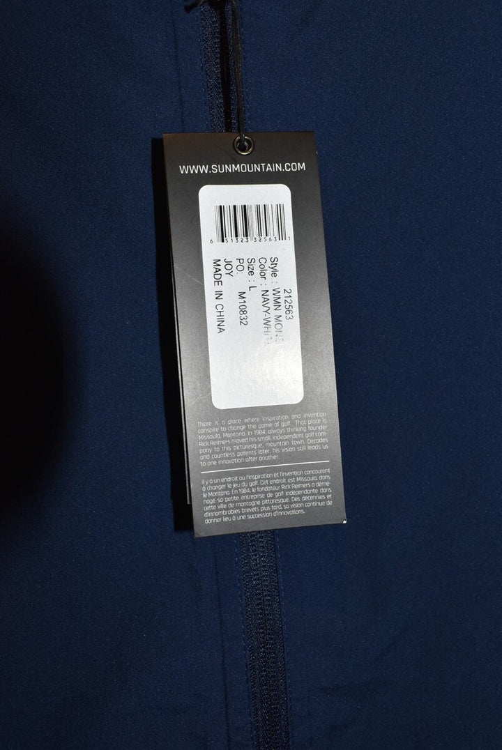 Sun Mountain Ladies Large Navy White Monsoon Full Zip Rain Jacket $90 Retail NWT