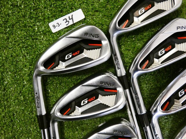 PING G410 Left Hand Irons 4-W &amp; U AWT 2.0 Regular Steel Black Dot