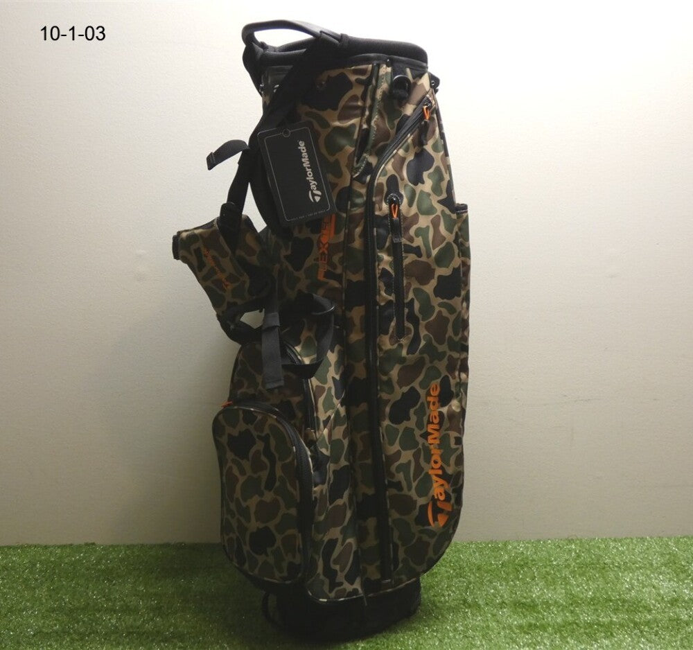 TaylorMade TM24 FlexTech 4-Way Carry Stand Golf Bag Camo Tan/Orange New