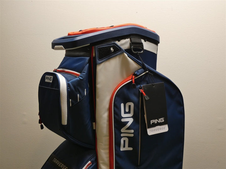 Ping Traverse 14-Way Cart Bag Blue/White/Red New