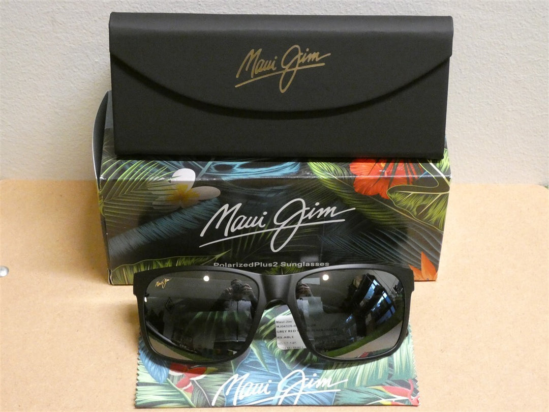 Maui Jim Grey Red Sands Black Matte Sunglasses 432-2M New