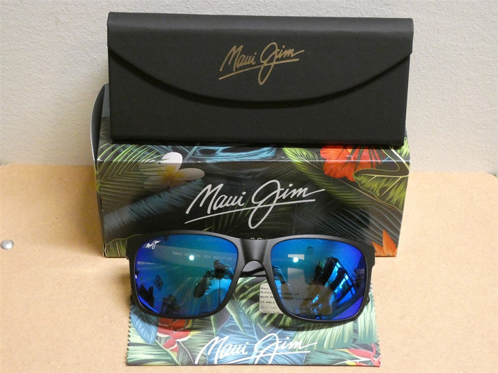 Maui Jim Blue Red Sands Black Matte Sunglasses B432-2M New