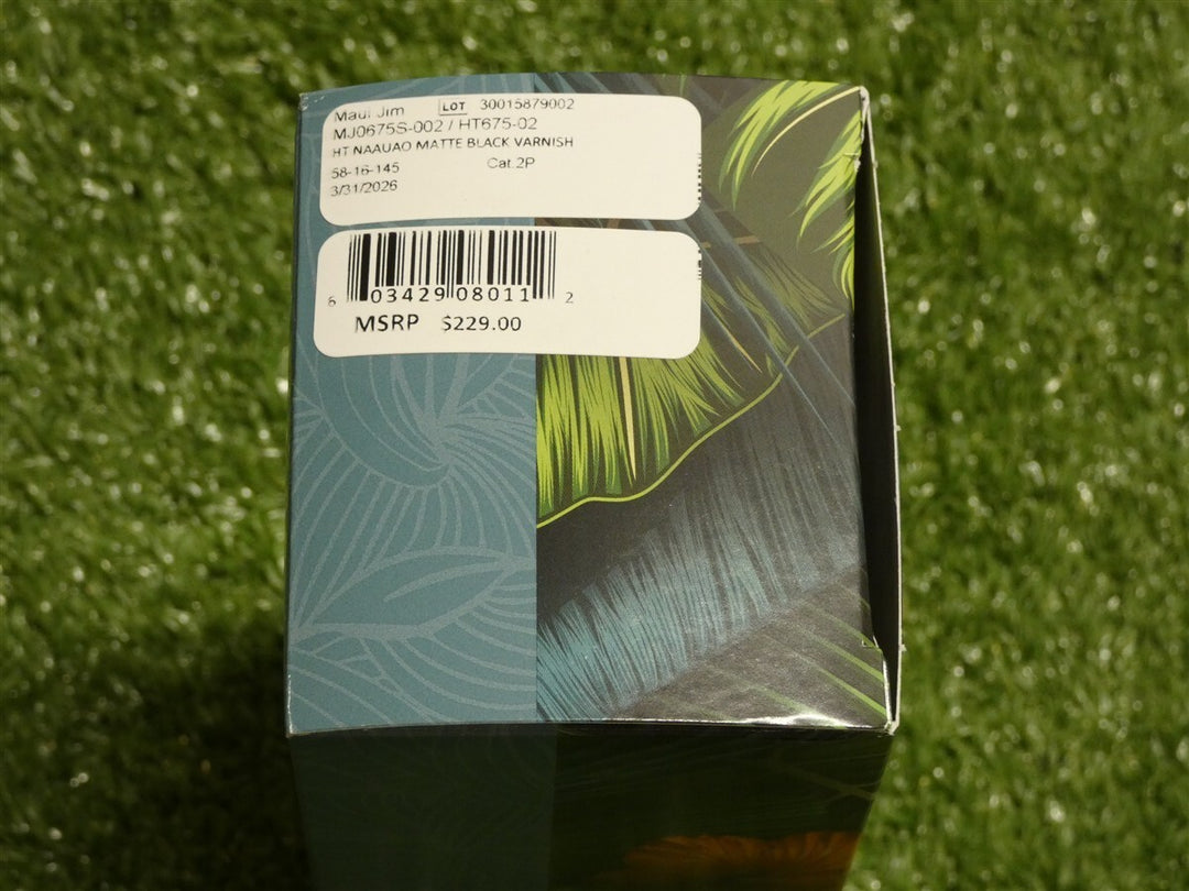 Maui Jim Naauao Green Tinted Matte Black Varnish Sunglasses HT675-02 New