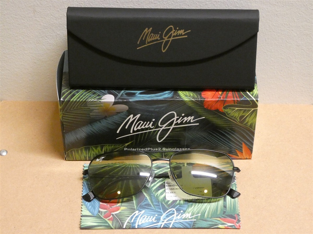 Maui Jim Naauao Green Tinted Matte Black Varnish Sunglasses HT675-02 New